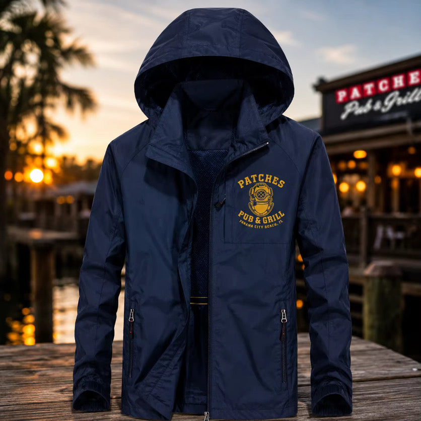 Navy with gold logo Heavyweight rain jacket/windbreaker 