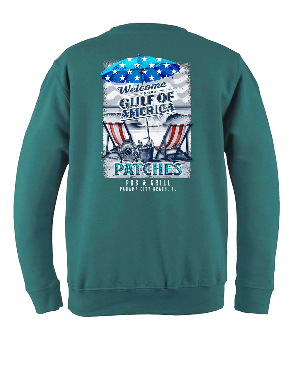 Gulf of America Patriotic Beach Chairs Crewneck Sweatshirt
