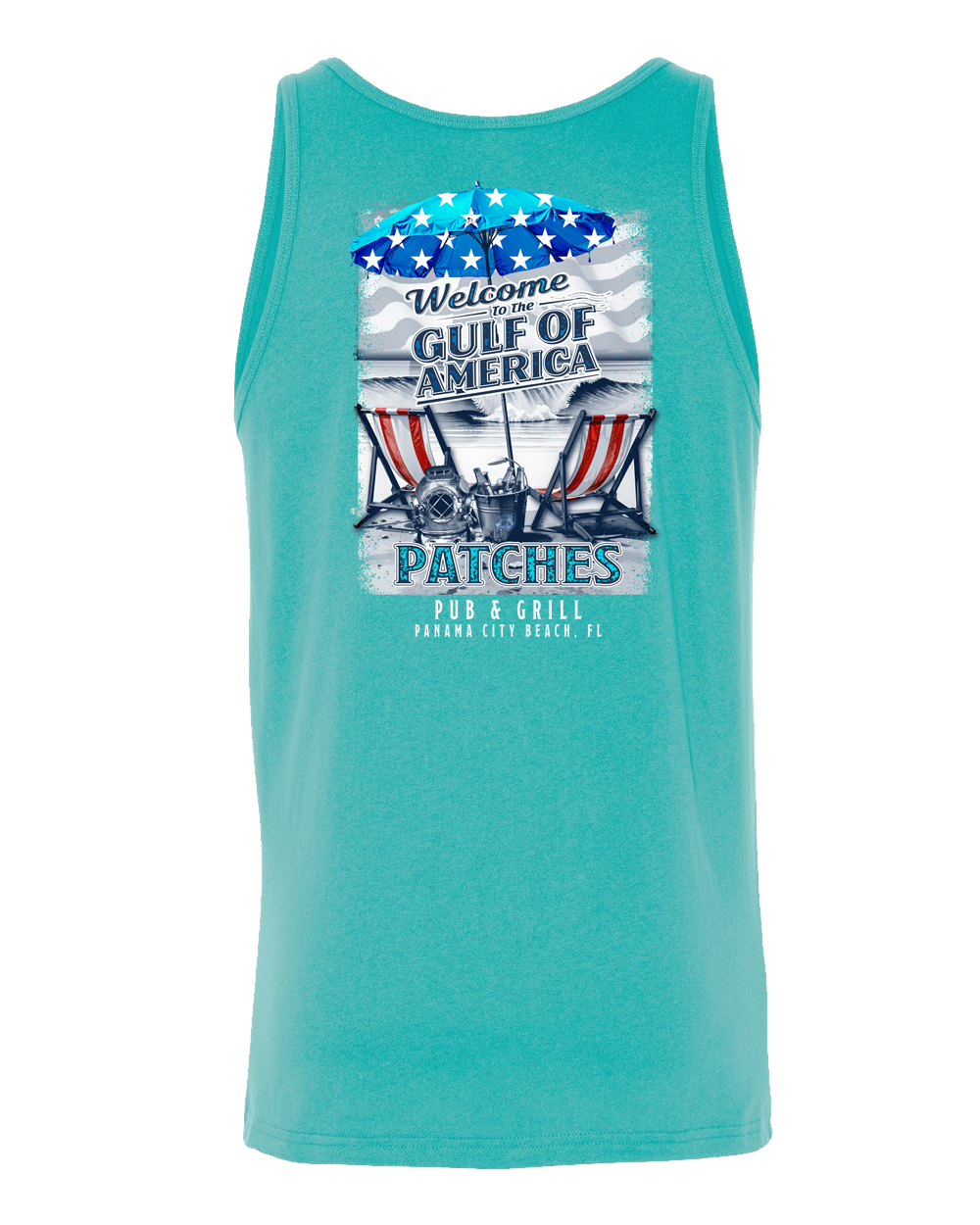 Gulf of America Patriotic Beach Chairs Tank Top
