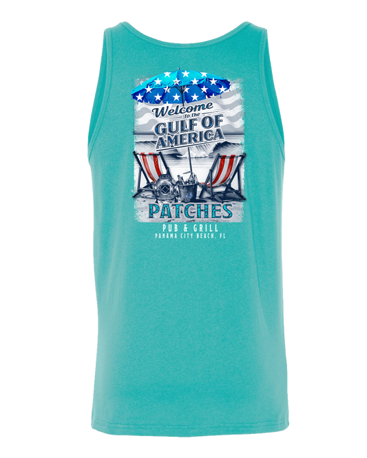 Gulf of America Patriotic Beach Chairs Tank Top