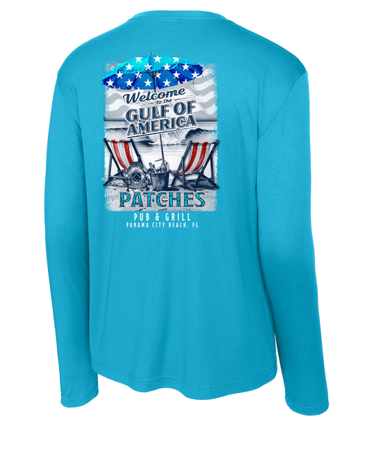 Gulf of America Patriotic Beach Chairs Dri-Fit Long Sleeve Shirt