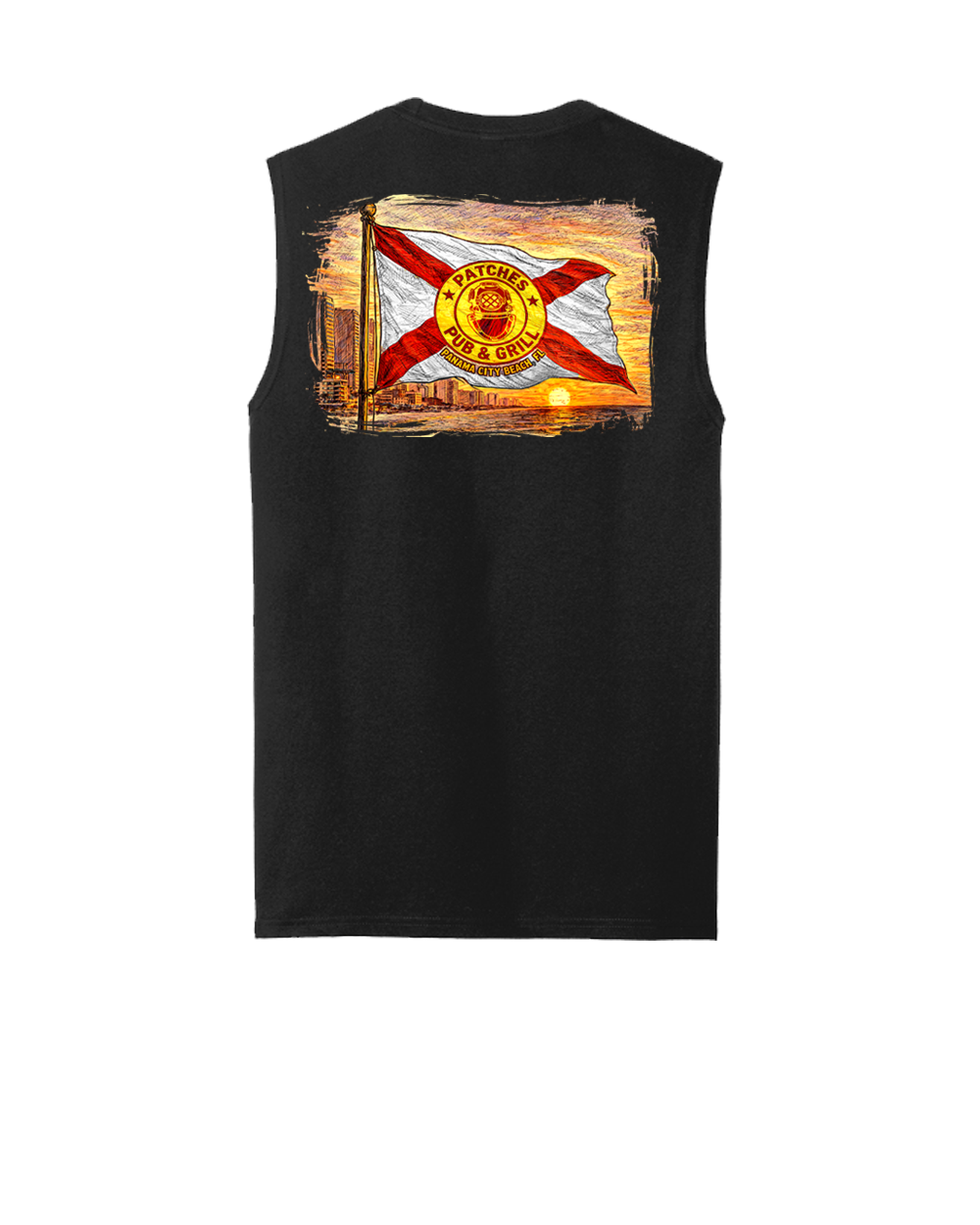 Distressed Patches X Flag Sleeveless Shirt