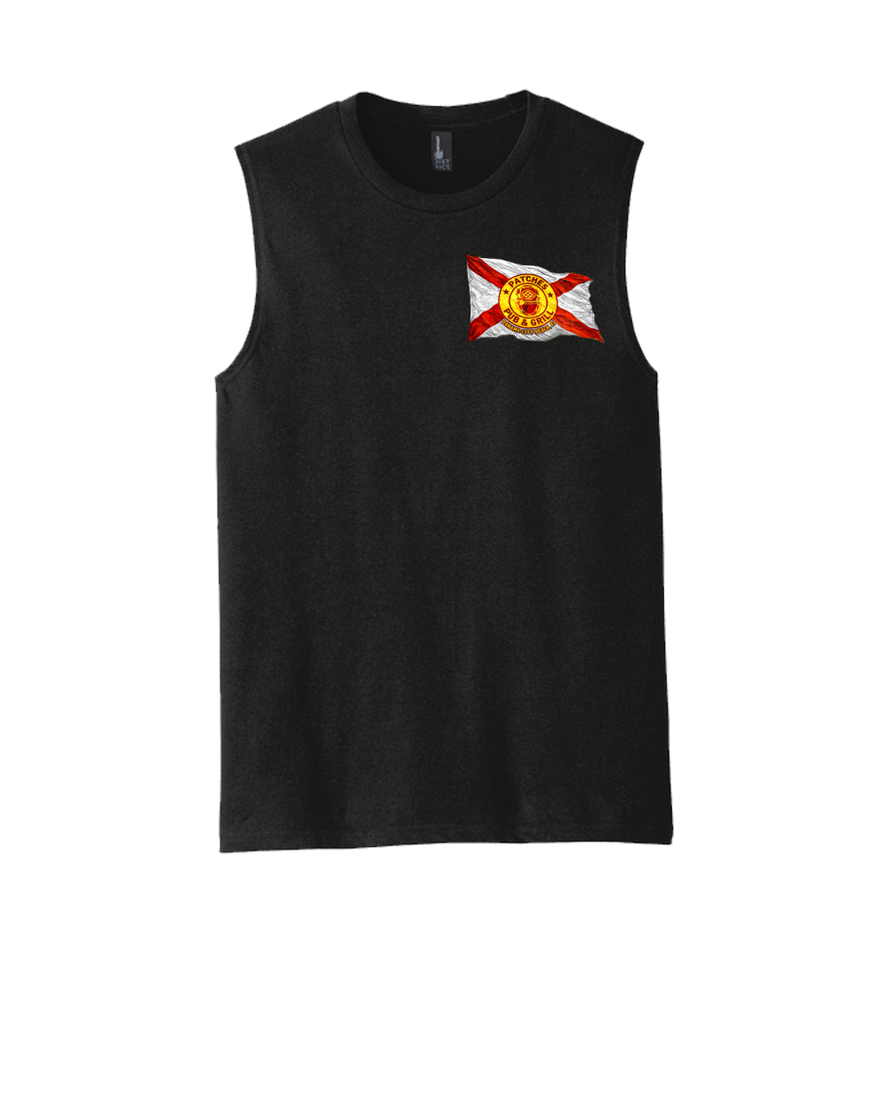 Distressed Patches X Flag Sleeveless Shirt