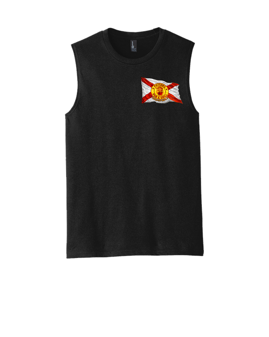 Distressed Patches X Flag Sleeveless Shirt