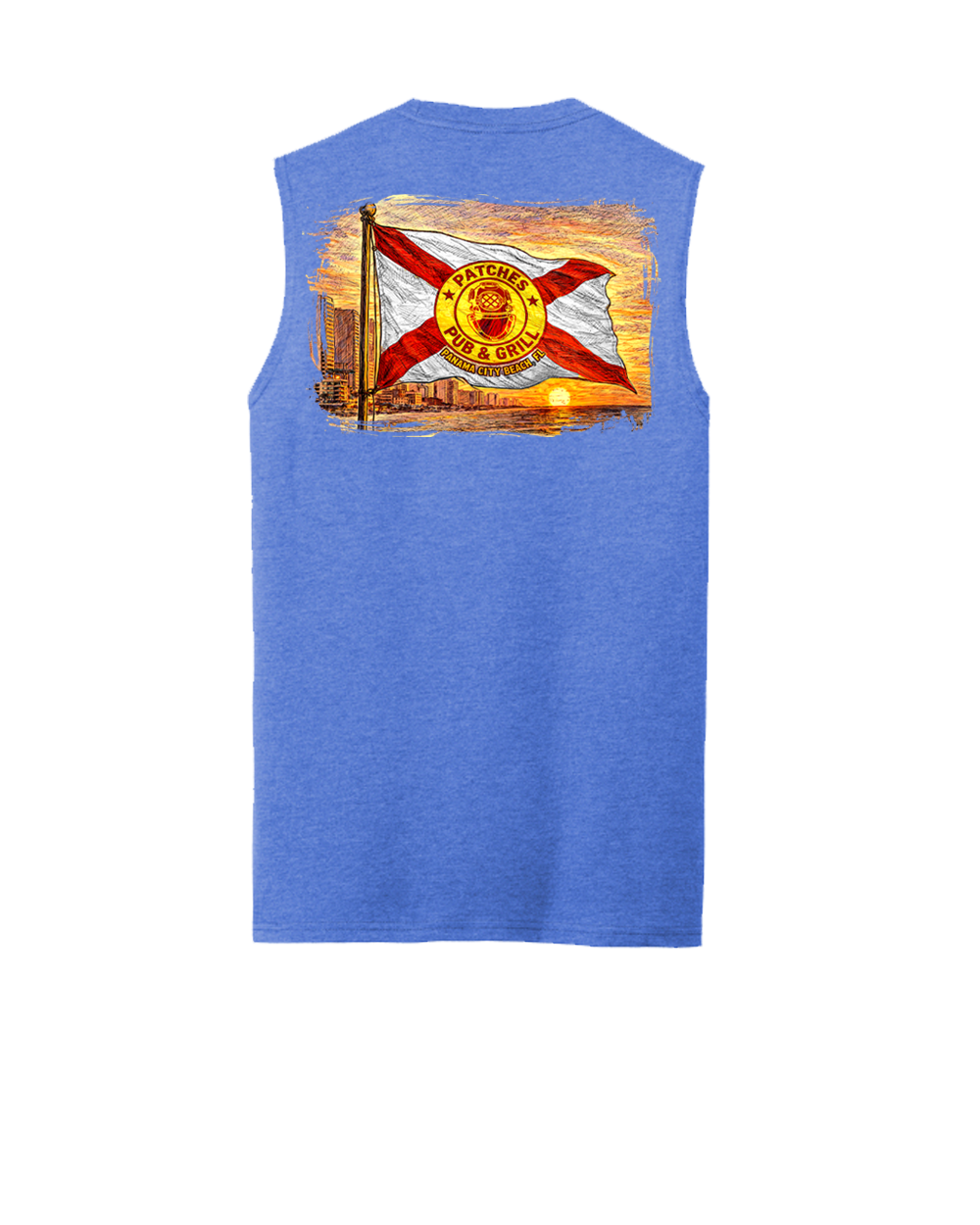 Distressed Patches X Flag Sleeveless Shirt