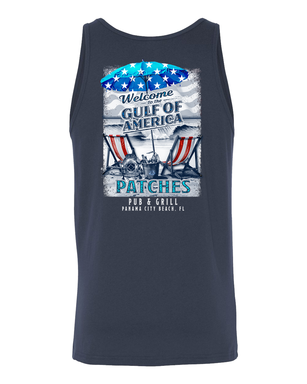 Gulf of America Patriotic Beach Chairs Tank Top