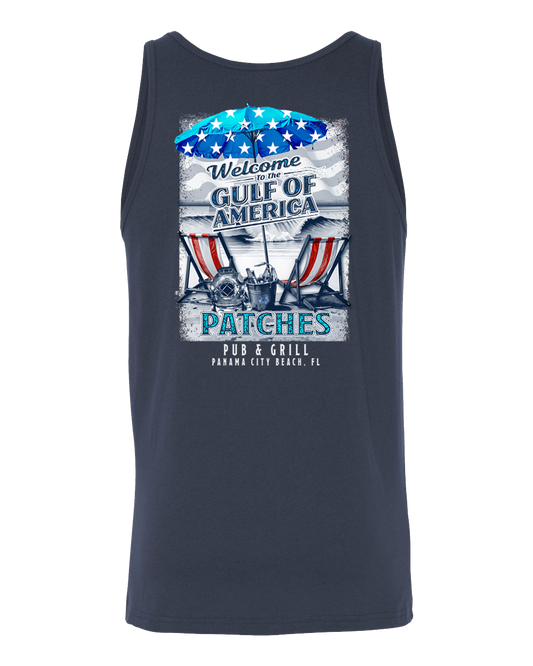 Gulf of America Patriotic Beach Chairs Tank Top